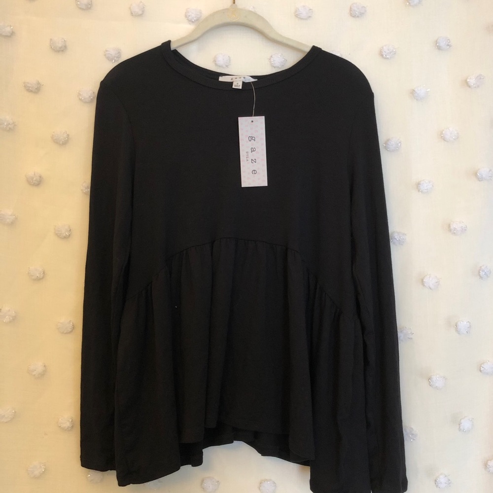 Black Graze Peplum long sleeve NWT